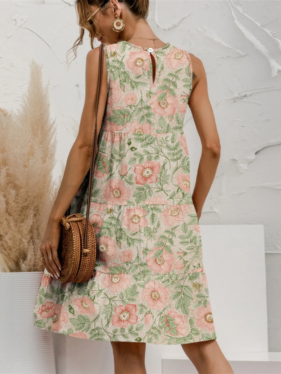 🌺 Tiered Printed Round Neck Sleeveless Dress 🌺