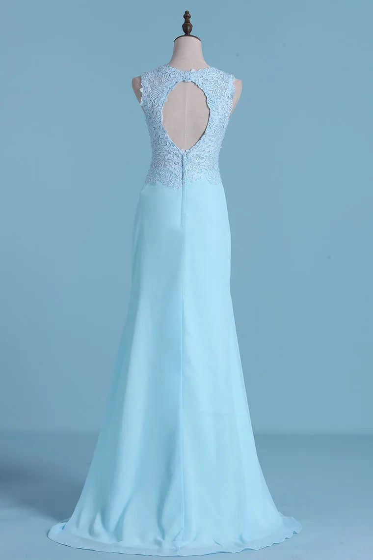2024 Open Back Scoop Prom Dresses Spandex Mermaid With Applique