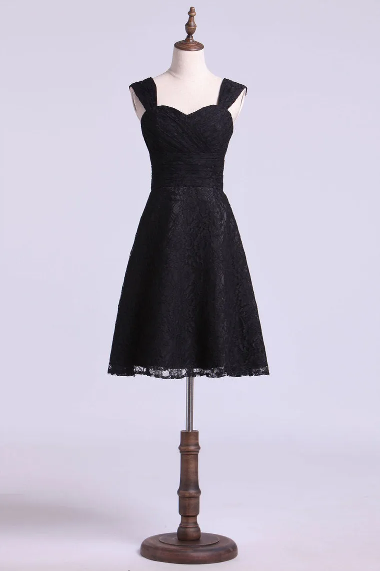 2024 Straps A Line Knee Length Lace Bridesmaid Dresses