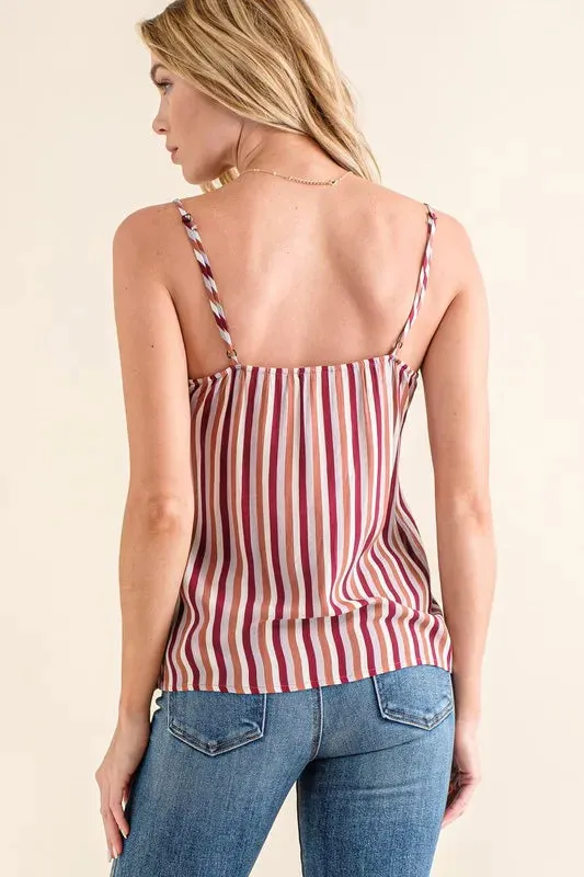 And The Why Stripe Print with Lace Cami In Stripe