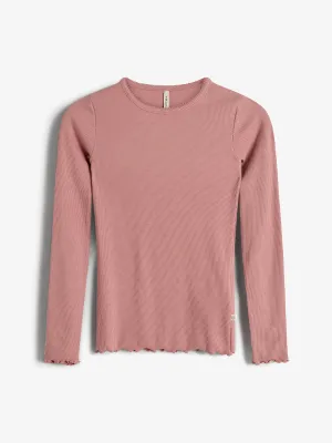 Basic Modal Long Sleeve Rib T-shirt - Tween - Dusty Rose