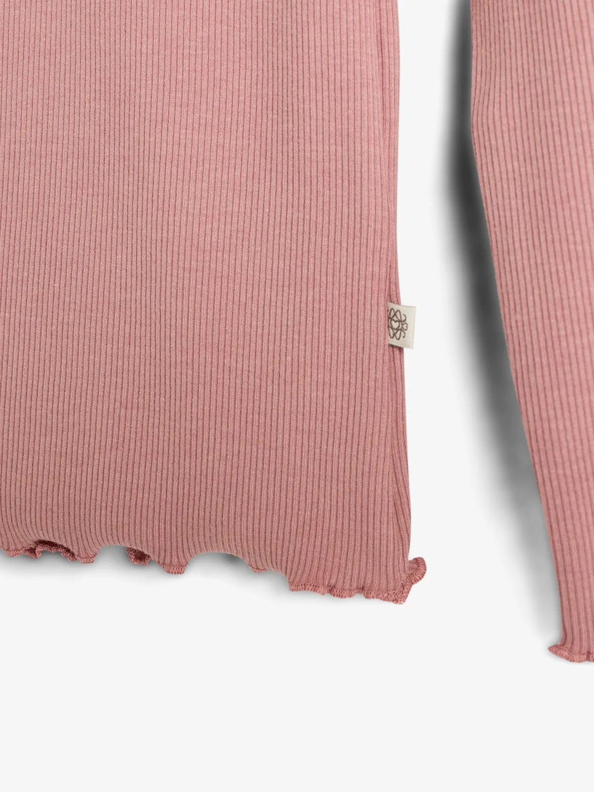Basic Modal Long Sleeve Rib T-shirt - Tween - Dusty Rose