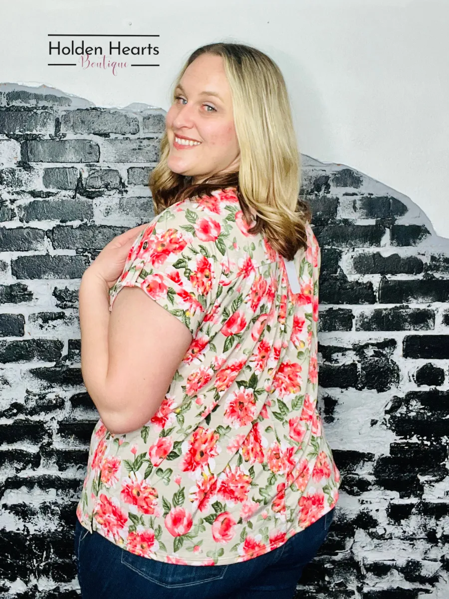 Beige Floral Lizzy Top
