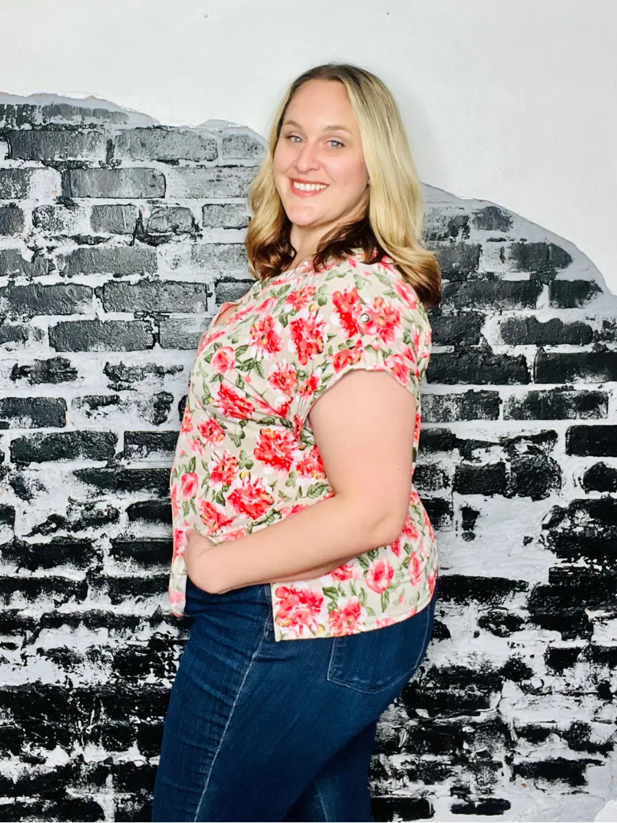 Beige Floral Lizzy Top
