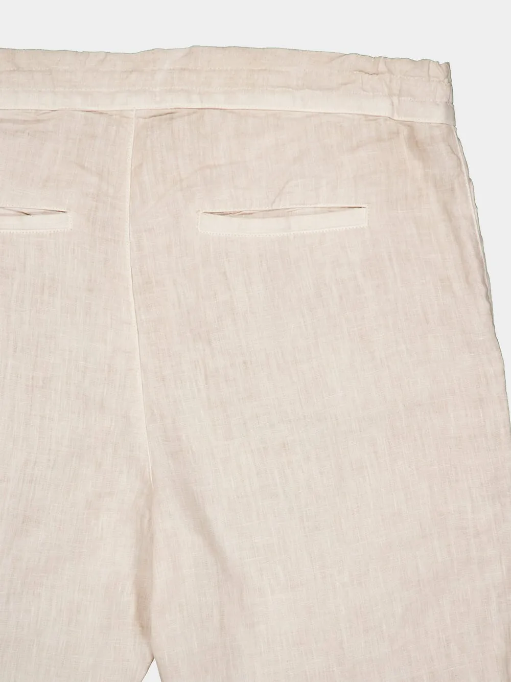 Beige Linen Drawstring Pants
