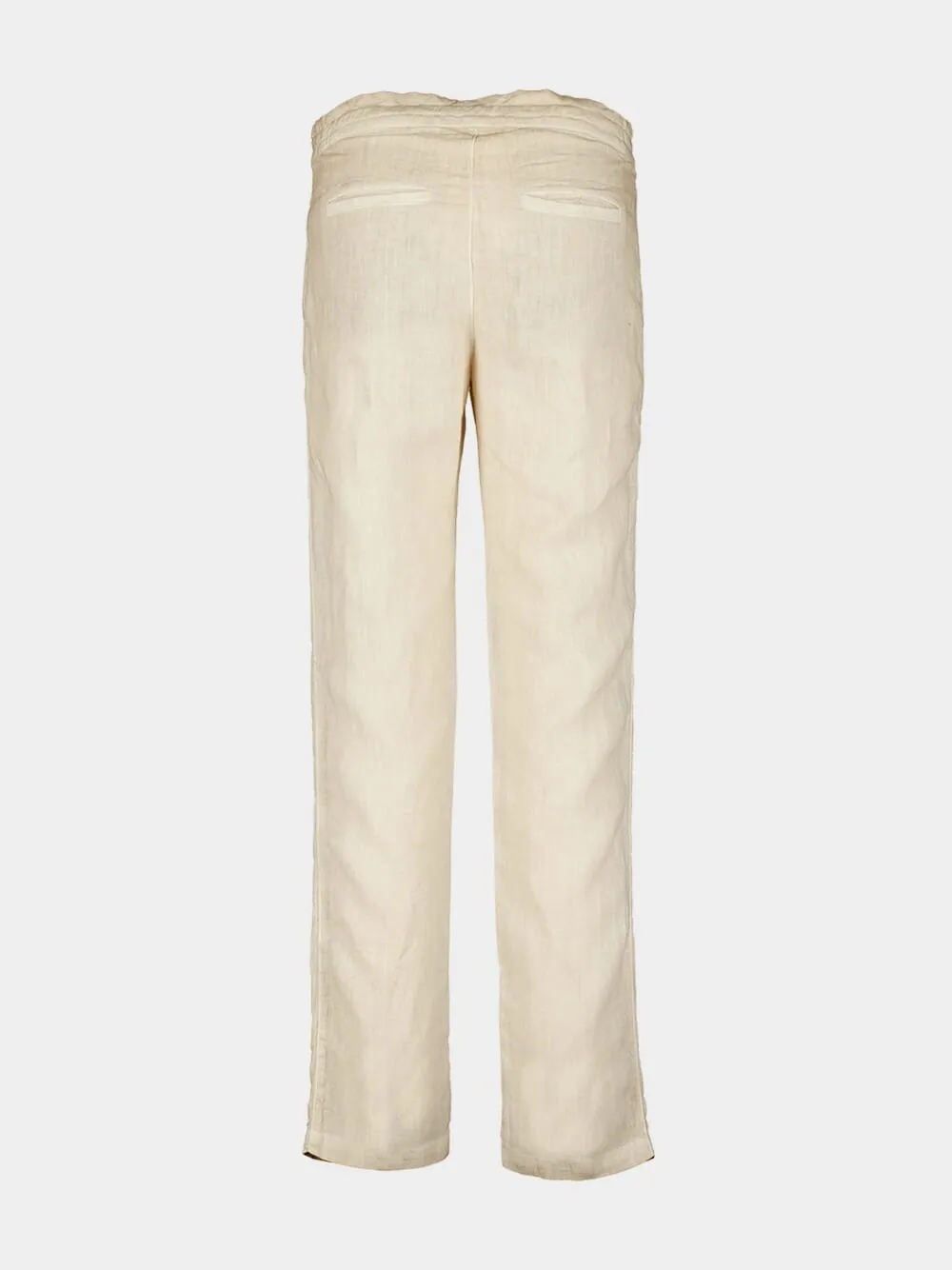 Beige Linen Drawstring Pants