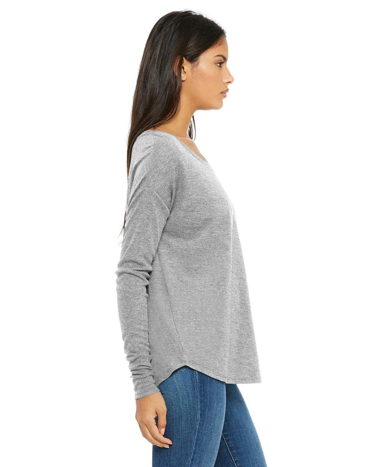Bella   Canvas 8852 Ladies' Flowy Long-Sleeve T-Shirt with 2x1 Sleeves