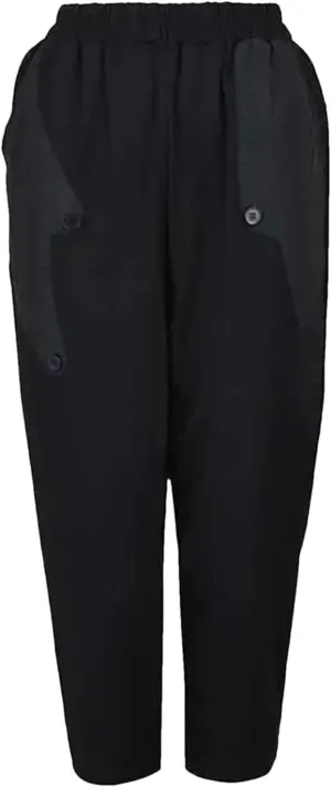 Black Pocket Harem Pants - Elastic Waist & Loose Fit
