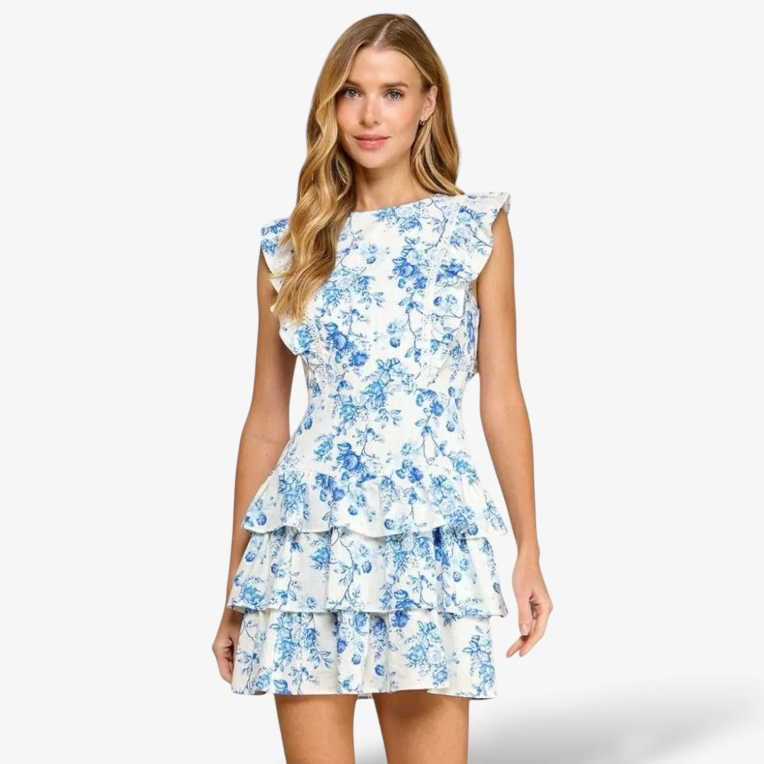 Blue Blossom Ruffle Dress
