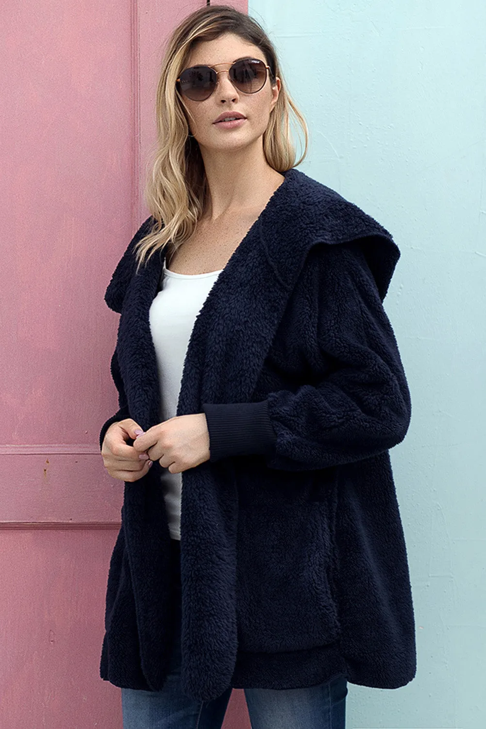 Blue Fleece Soft Hoodie Warm Coat