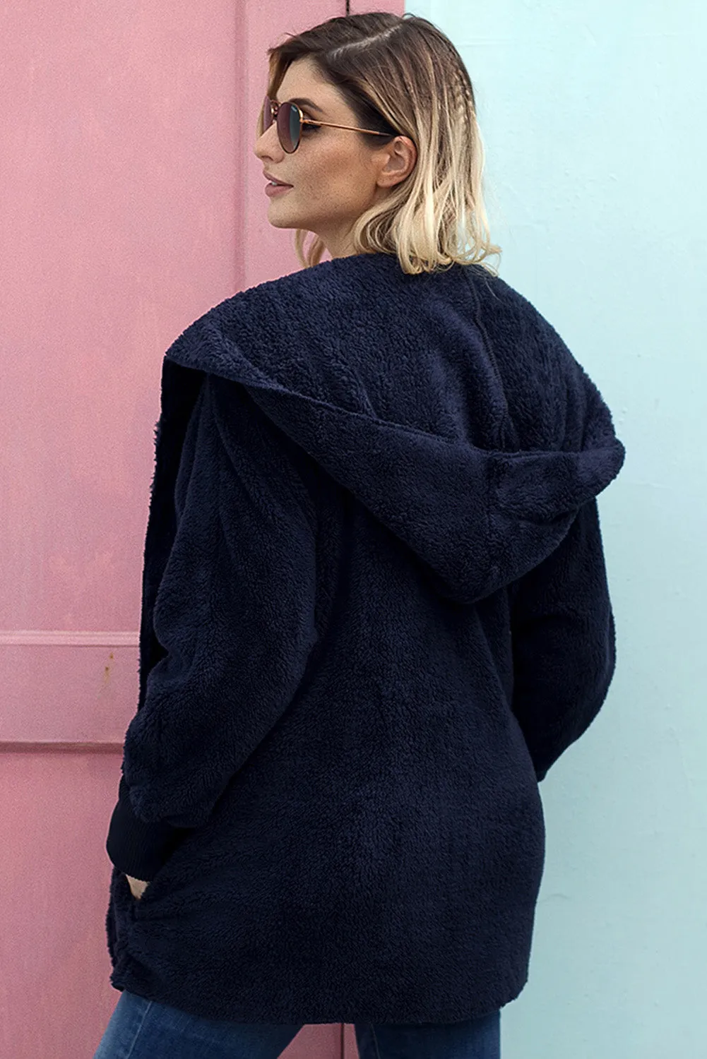 Blue Fleece Soft Hoodie Warm Coat