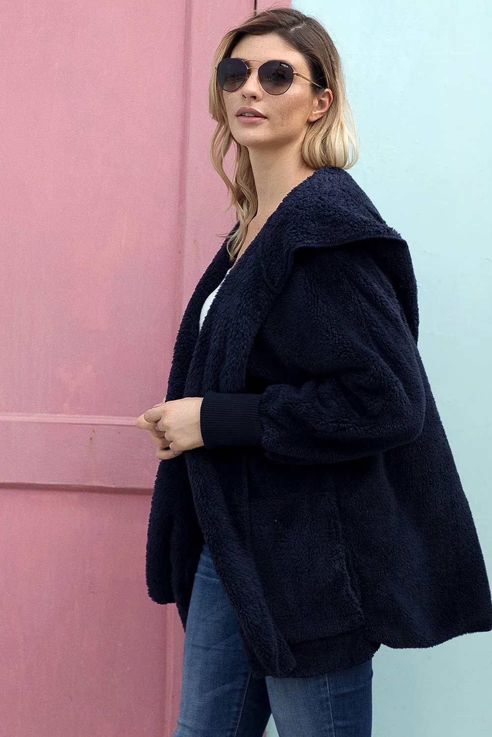 Blue Fleece Soft Hoodie Warm Coat