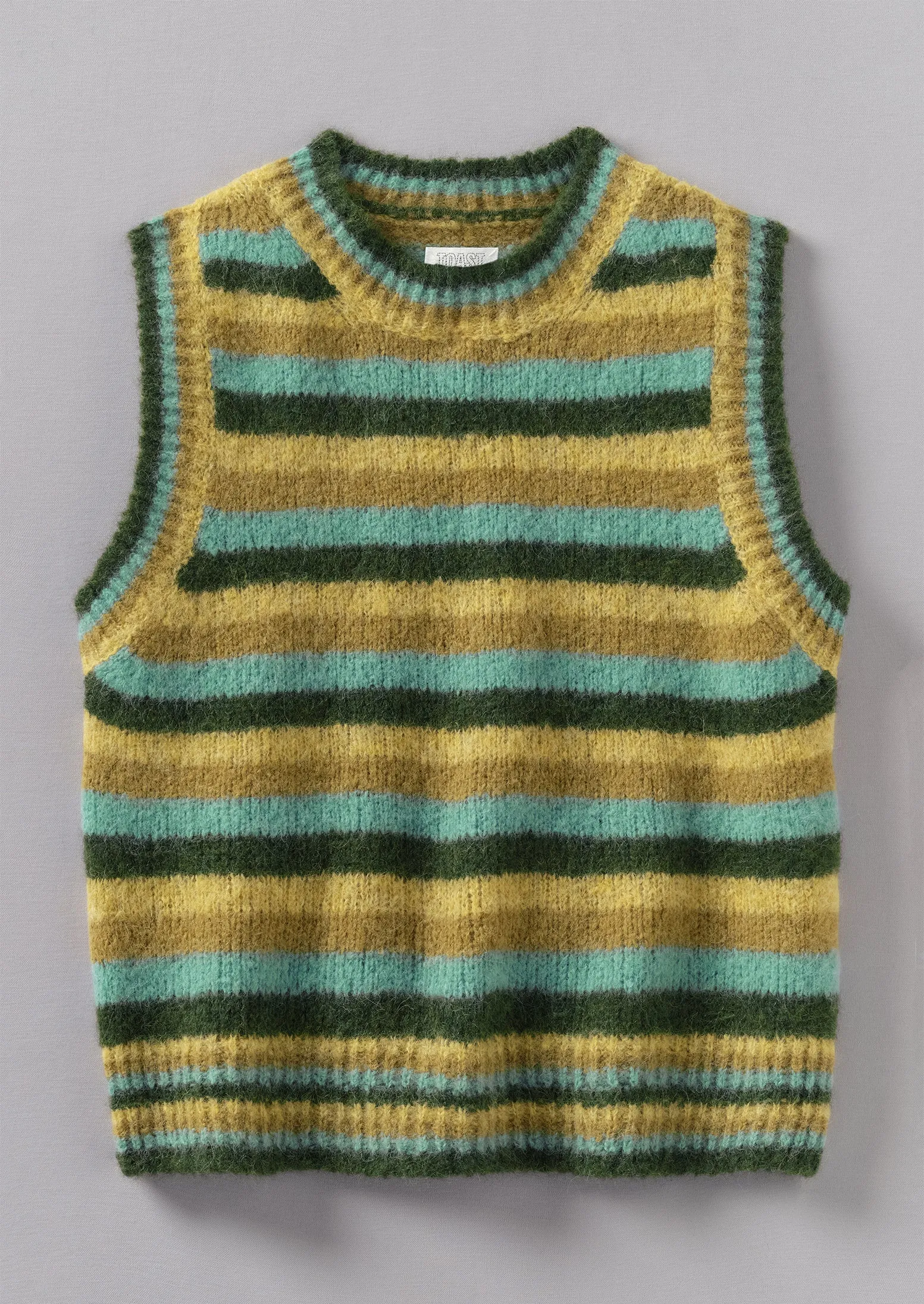 Olive Multi Striped Tank Top in Brushed Alpaca Blend