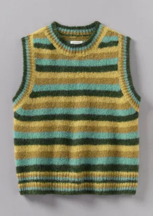 Olive Multi Striped Tank Top in Brushed Alpaca Blend