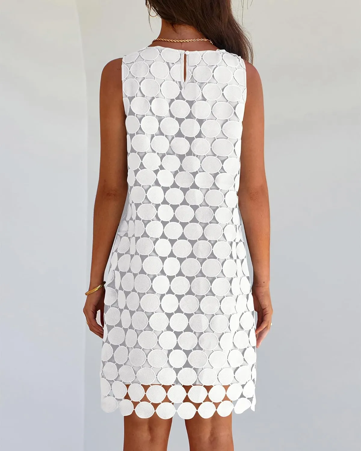 BTFBM Women Hollow Out Circle Embroidered Short Dresses Summer Casual Sleeveless Vacation Party Cocktail Tank Dress