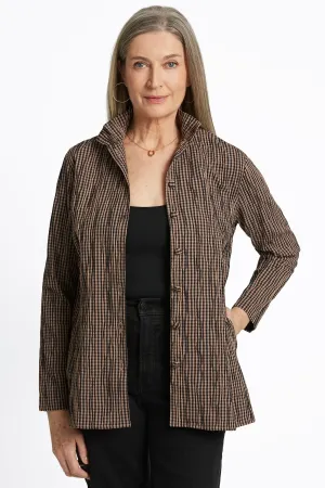 Carolina Womens Mini Gingham Crinkle Shirt Jacket - Stylish and Versatile Layering Piece