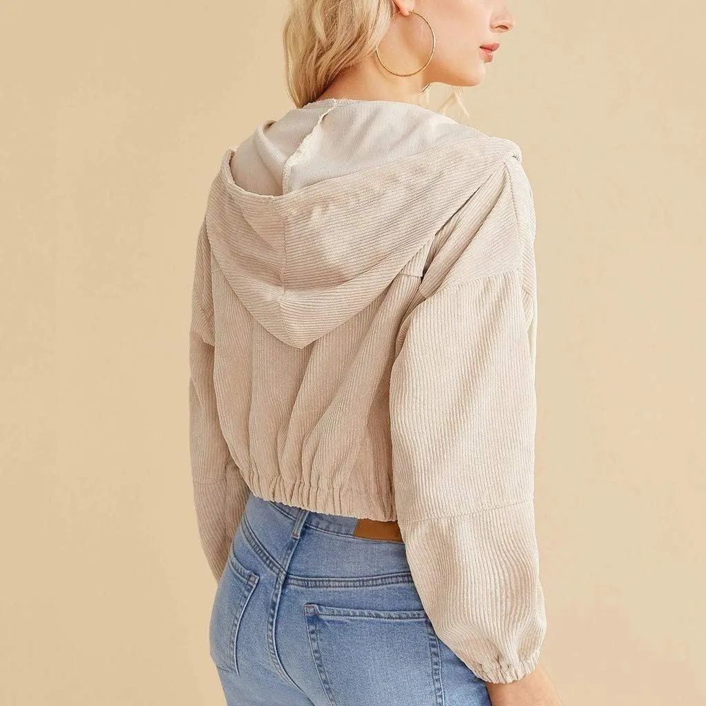 Casual Cropped Hoodies for Women Cute Crop Top Y2K Long Sleeve Sweatshirts Breathable Drawstring Teen Girls Clothes