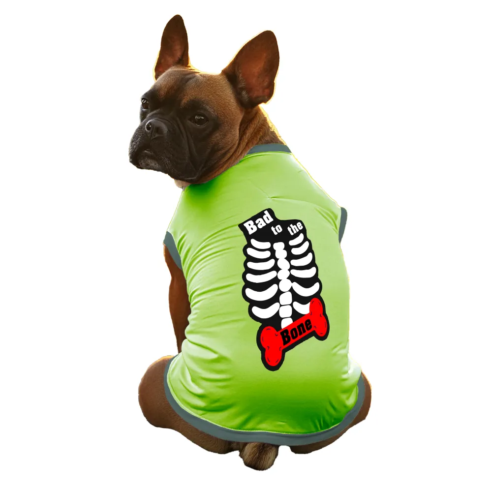 Cheeku Bad to The Bone Graphic Cotton T Shirt For Dogs and Cats (Sharp Green)