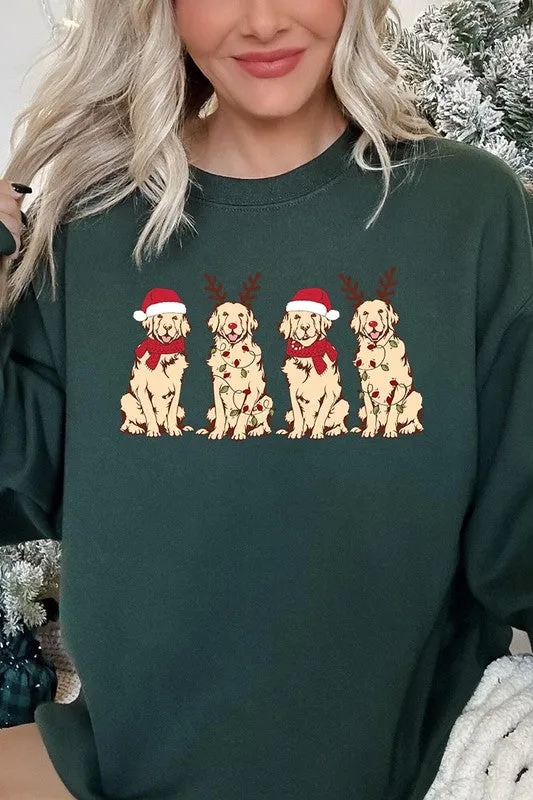Christmas Dogs Graphic Fleece Sweatshirts