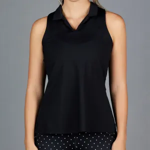 Classic Sleeveless Collar Top (black)