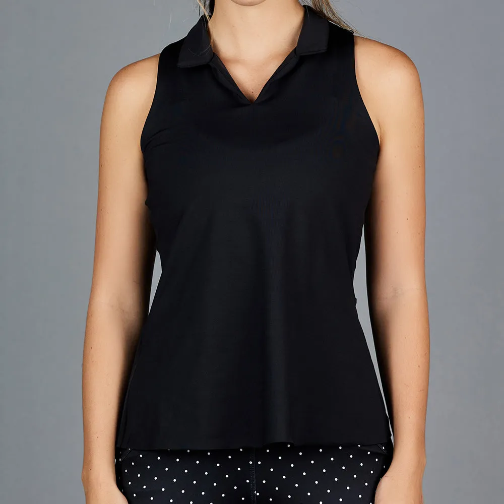 Classic Sleeveless Collar Top (black)