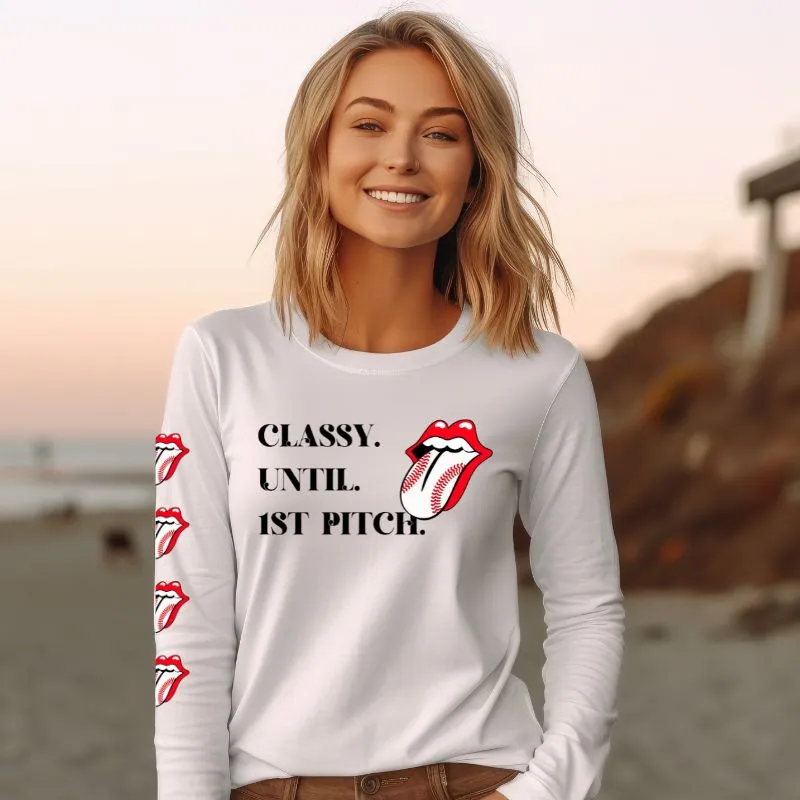 Classy Until 1st Pitch Baseball Design PNG Download