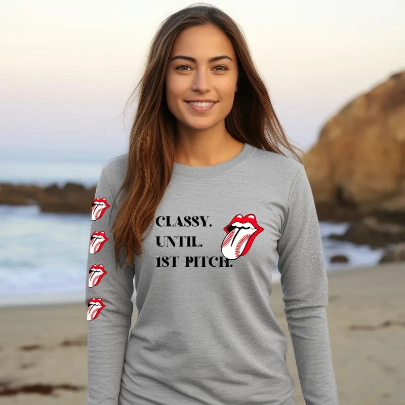 Classy Until 1st Pitch Baseball Design PNG Download