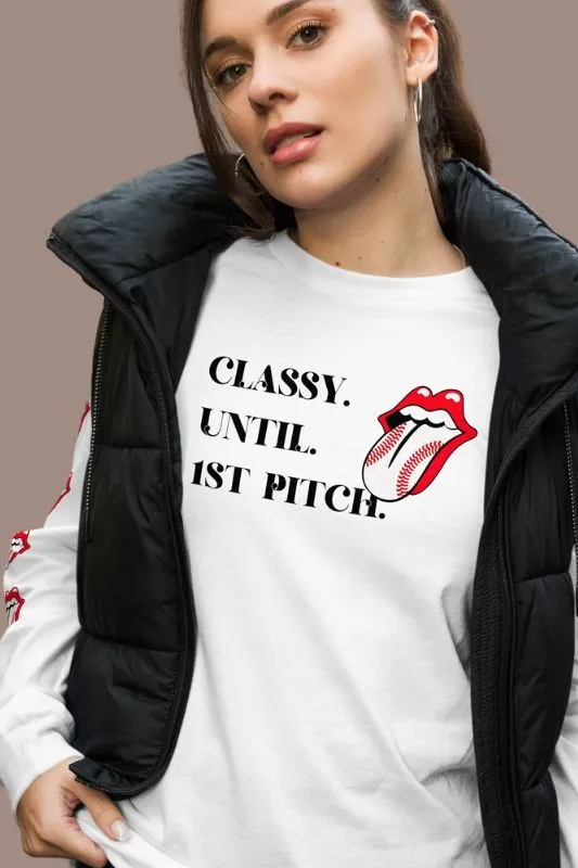 Classy Until 1st Pitch Baseball Design PNG Download