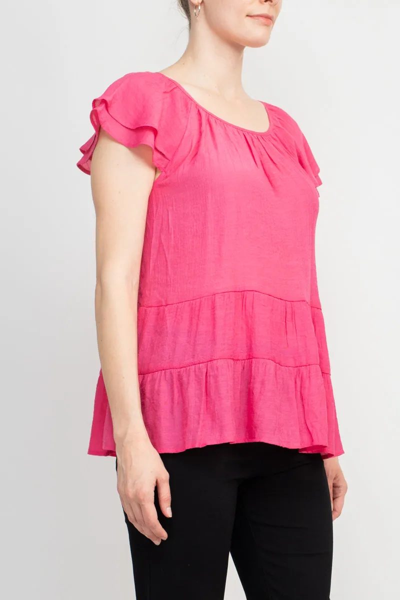 Counterparts Crew Neck Cap Sleeve Ruched Rayon Top