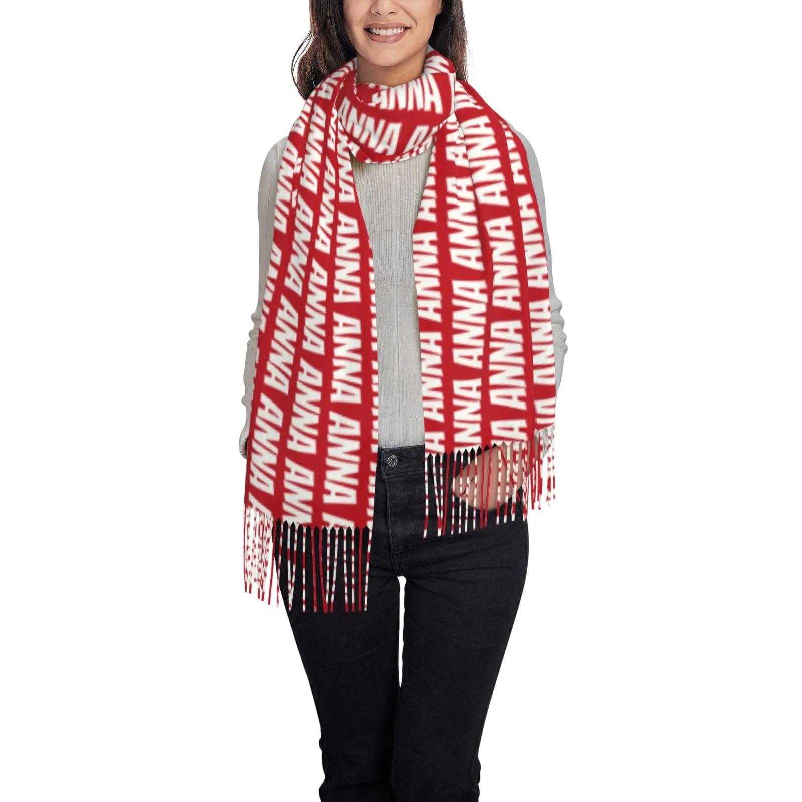 Custom Name Multicolor Personalized Women's Tassel Scarf