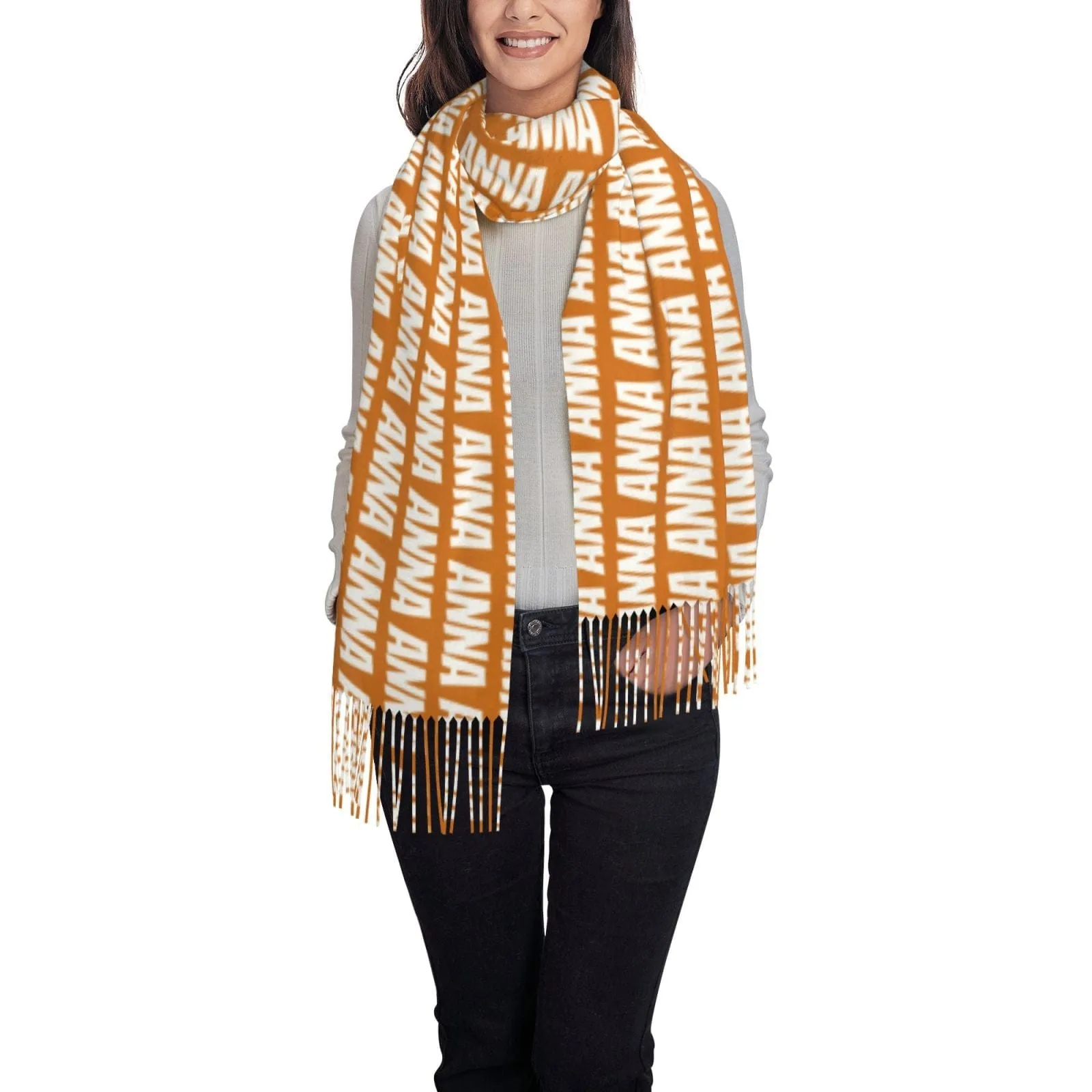 Custom Name Multicolor Personalized Women's Tassel Scarf