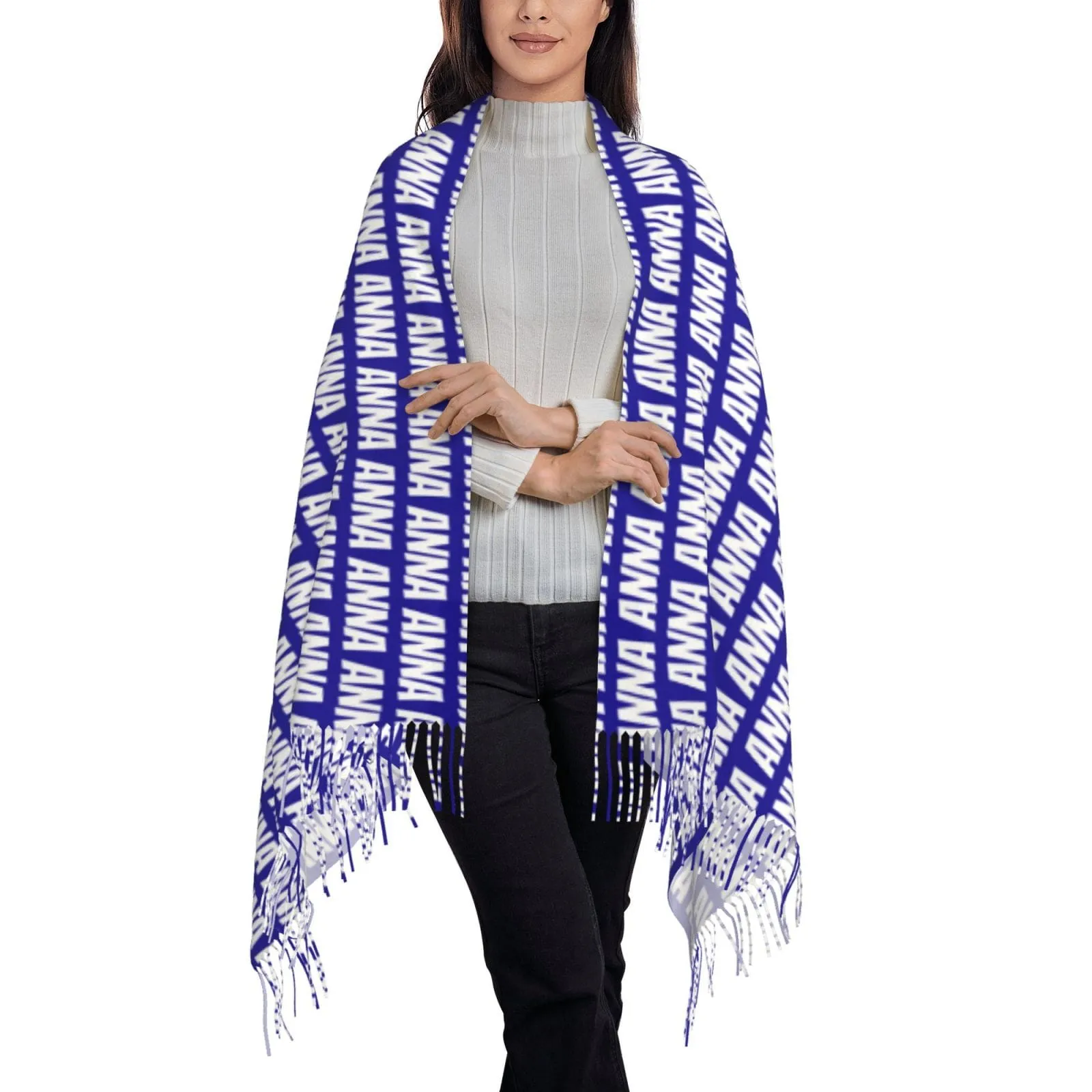 Custom Name Multicolor Personalized Women's Tassel Scarf