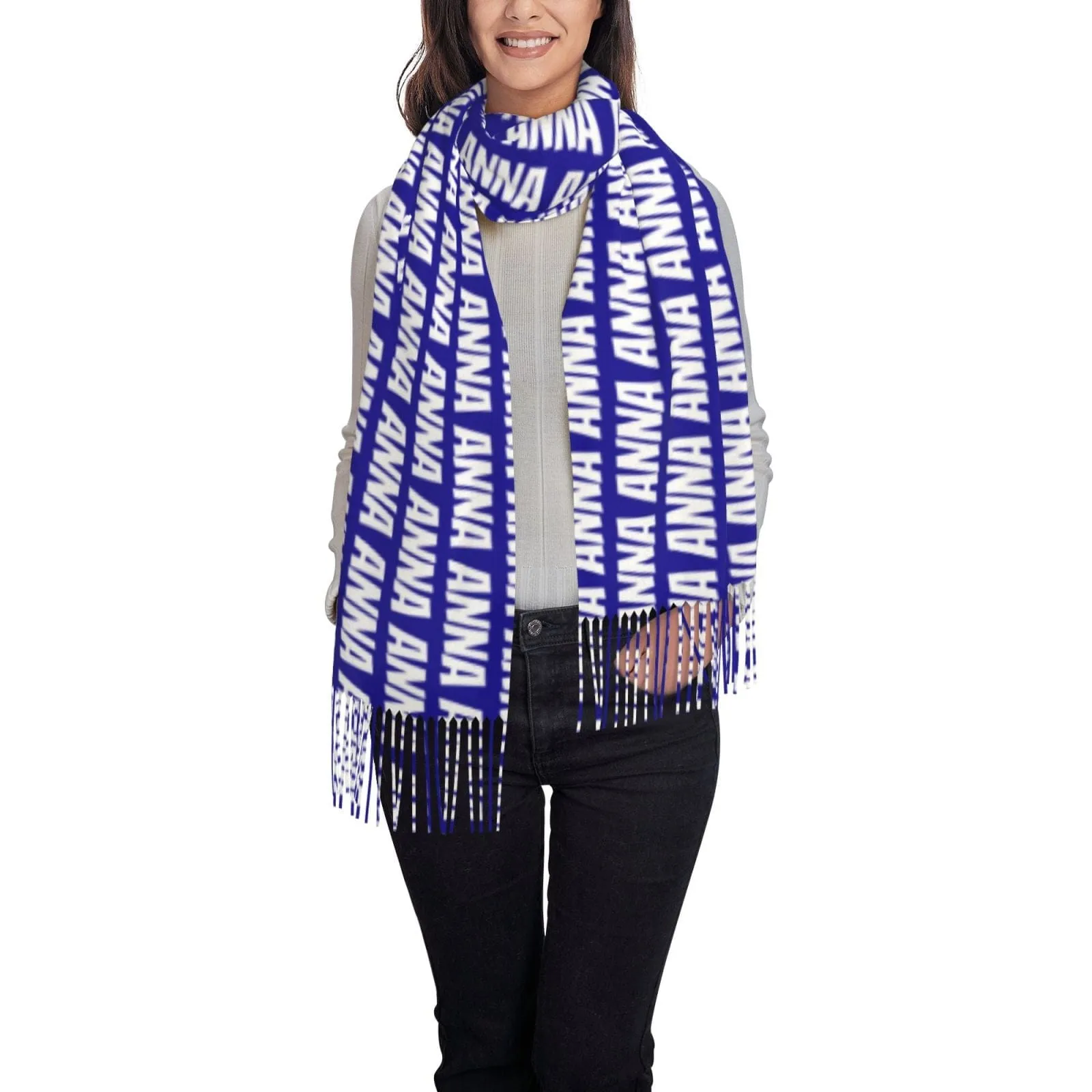 Custom Name Multicolor Personalized Women's Tassel Scarf