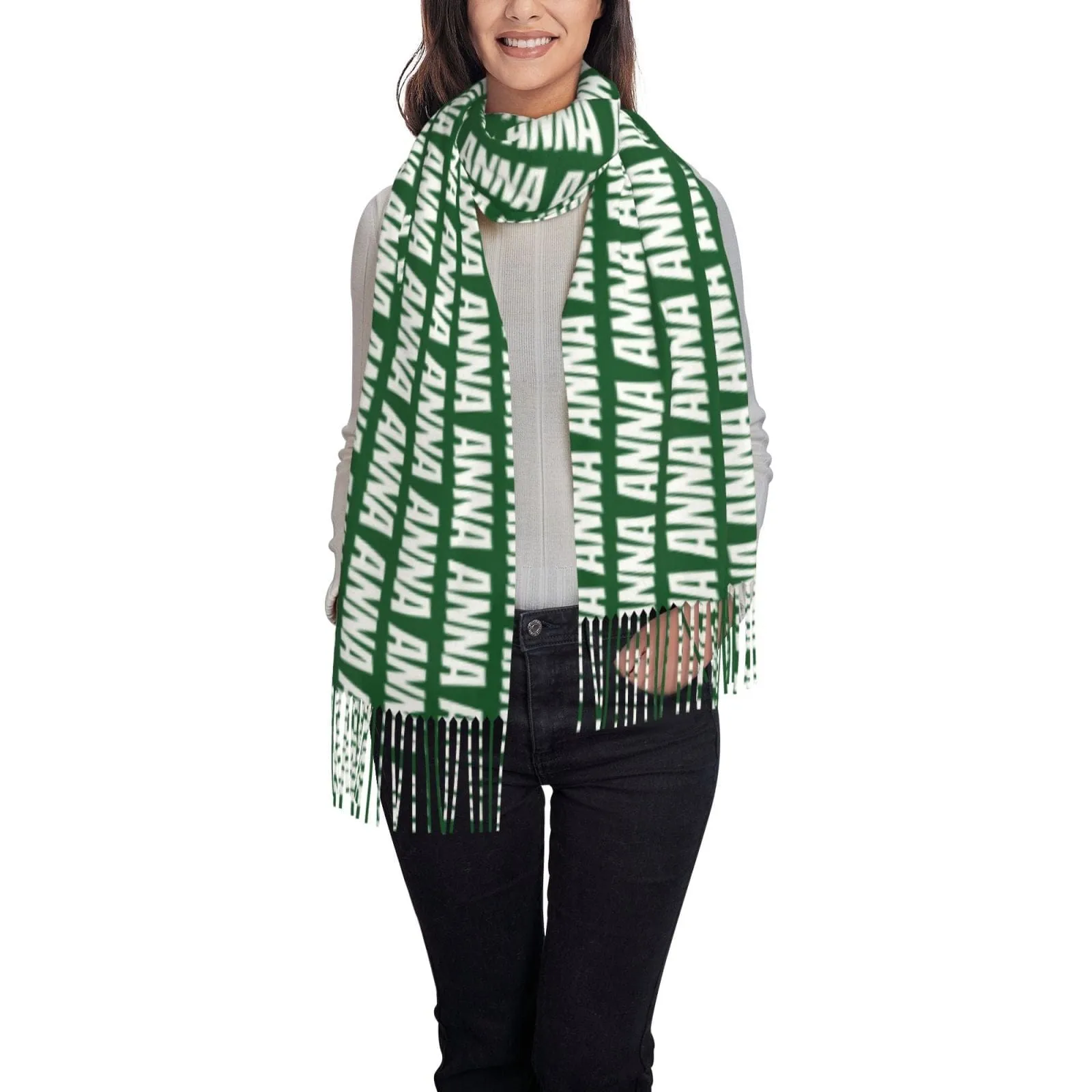 Custom Name Multicolor Personalized Women's Tassel Scarf