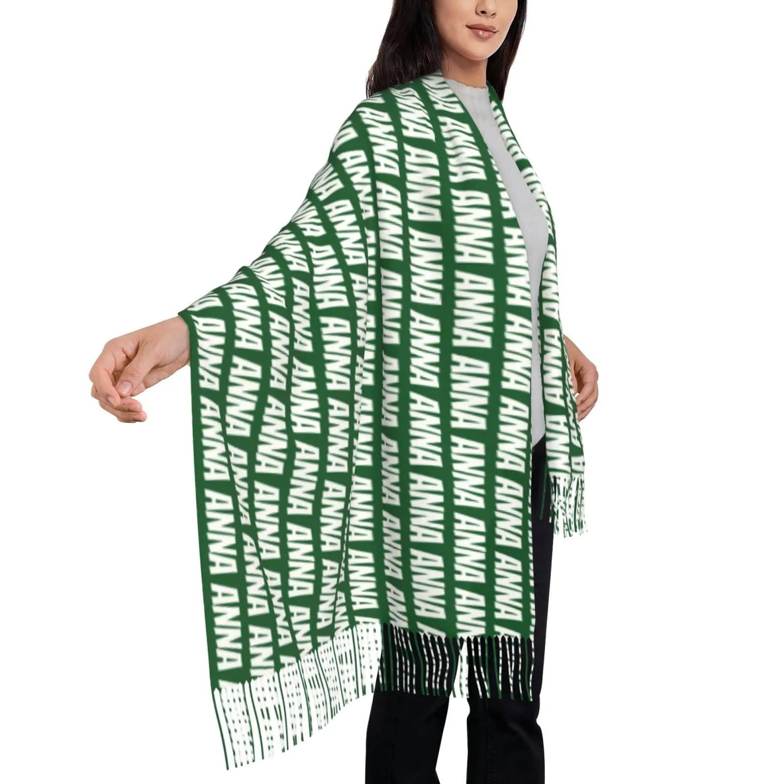 Custom Name Multicolor Personalized Women's Tassel Scarf