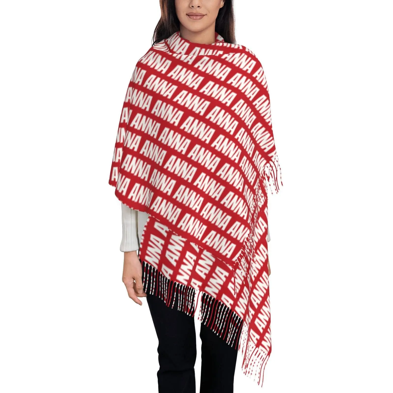 Custom Name Multicolor Personalized Women's Tassel Scarf