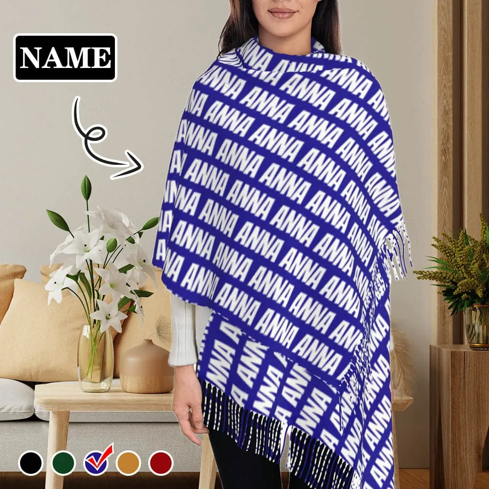 Custom Name Multicolor Personalized Women's Tassel Scarf