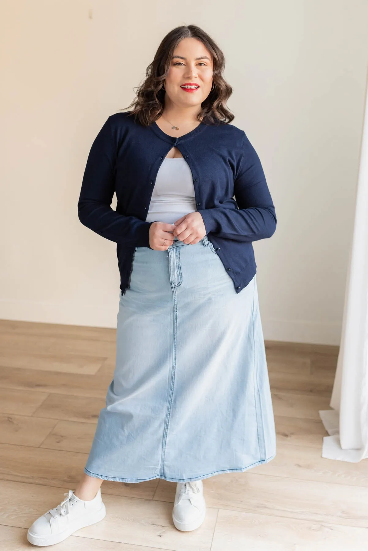 Deja Navy Button Down Cardigan