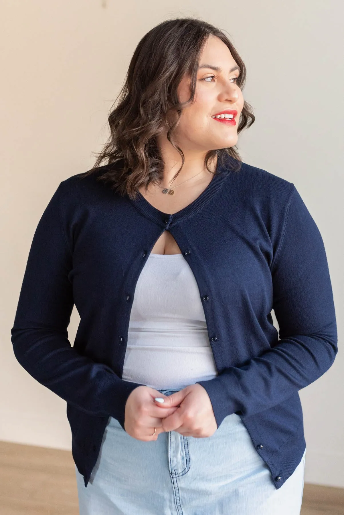 Deja Navy Button Down Cardigan