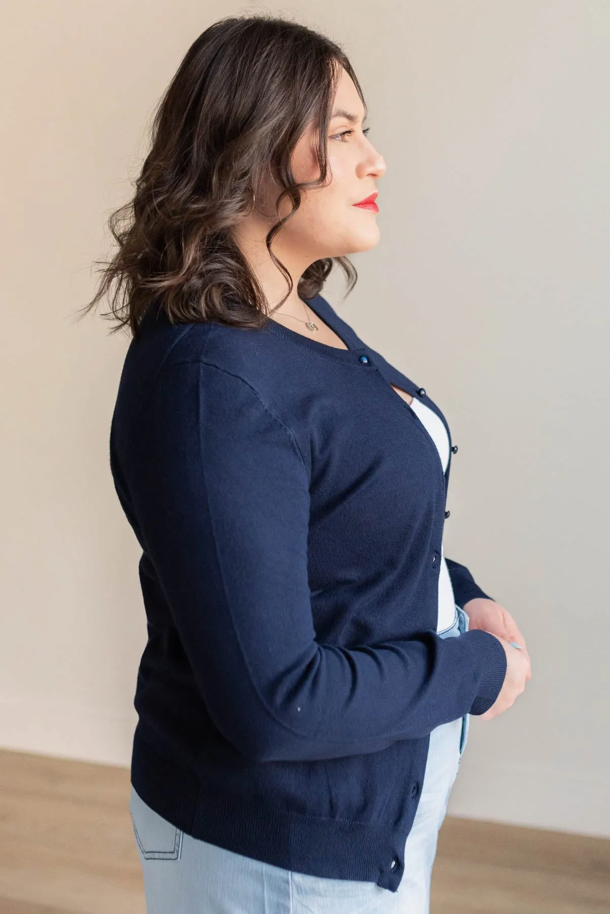 Deja Navy Button Down Cardigan