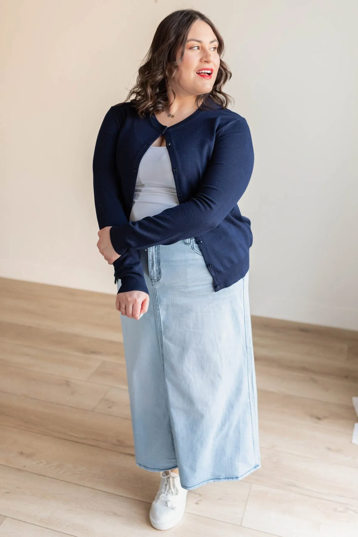 Deja Navy Button Down Cardigan