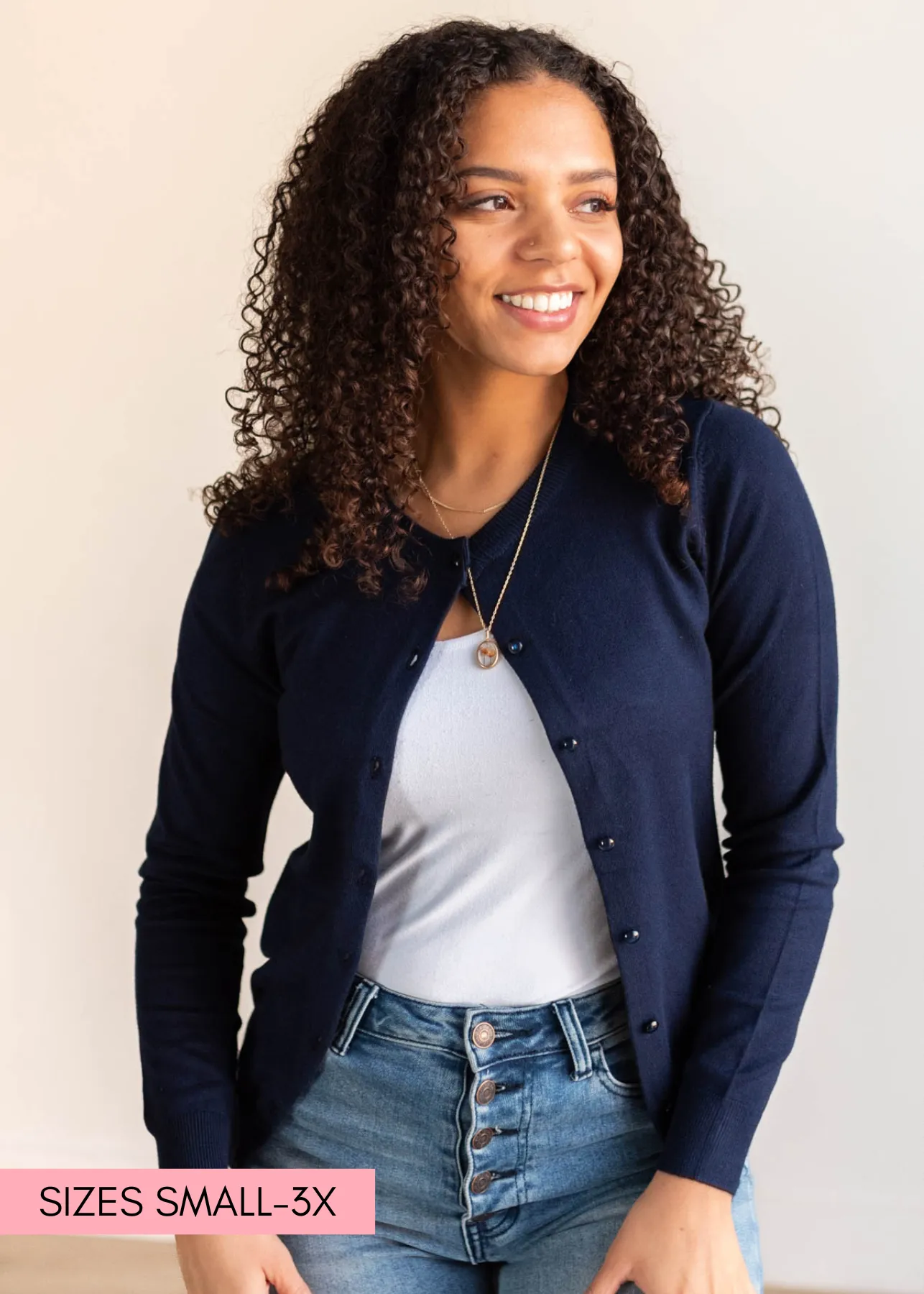 Deja Navy Button Down Cardigan