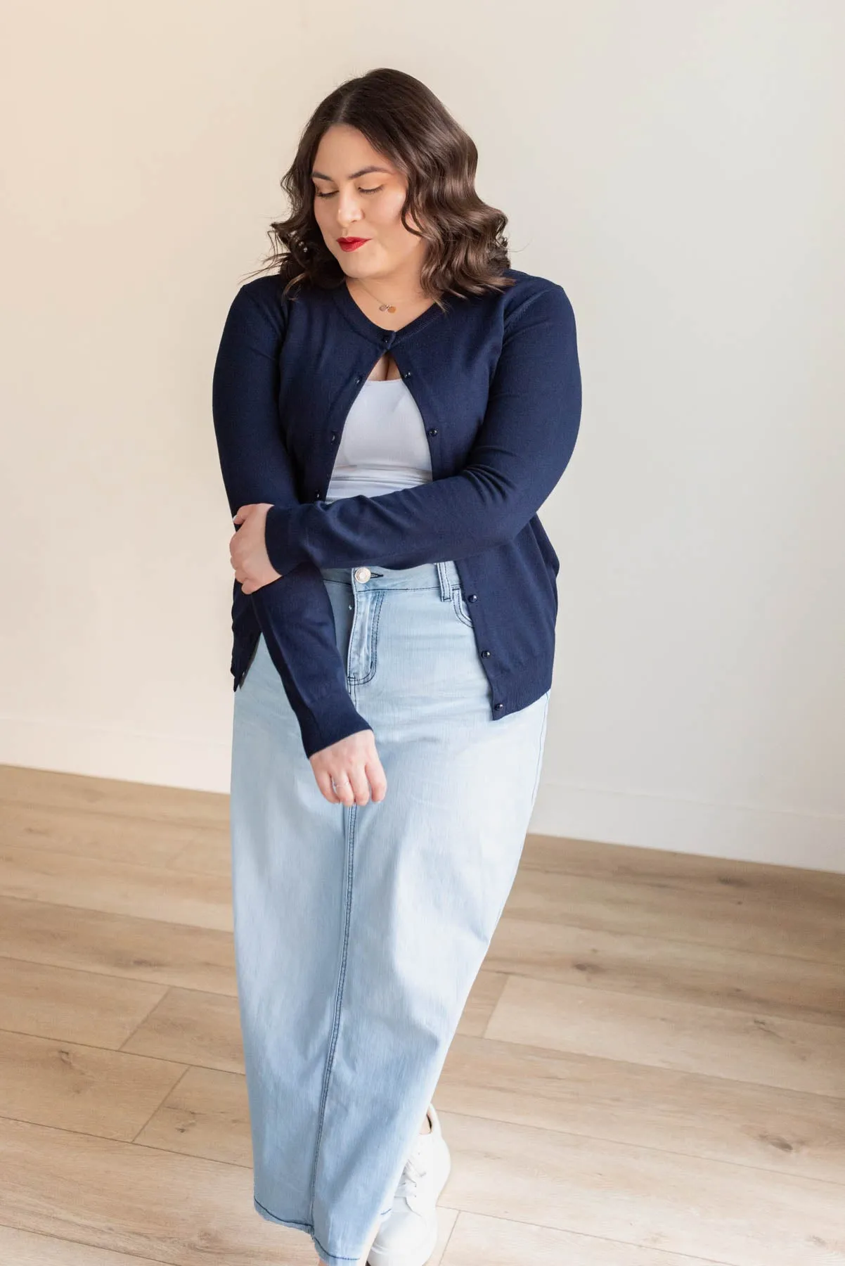 Deja Navy Button Down Cardigan