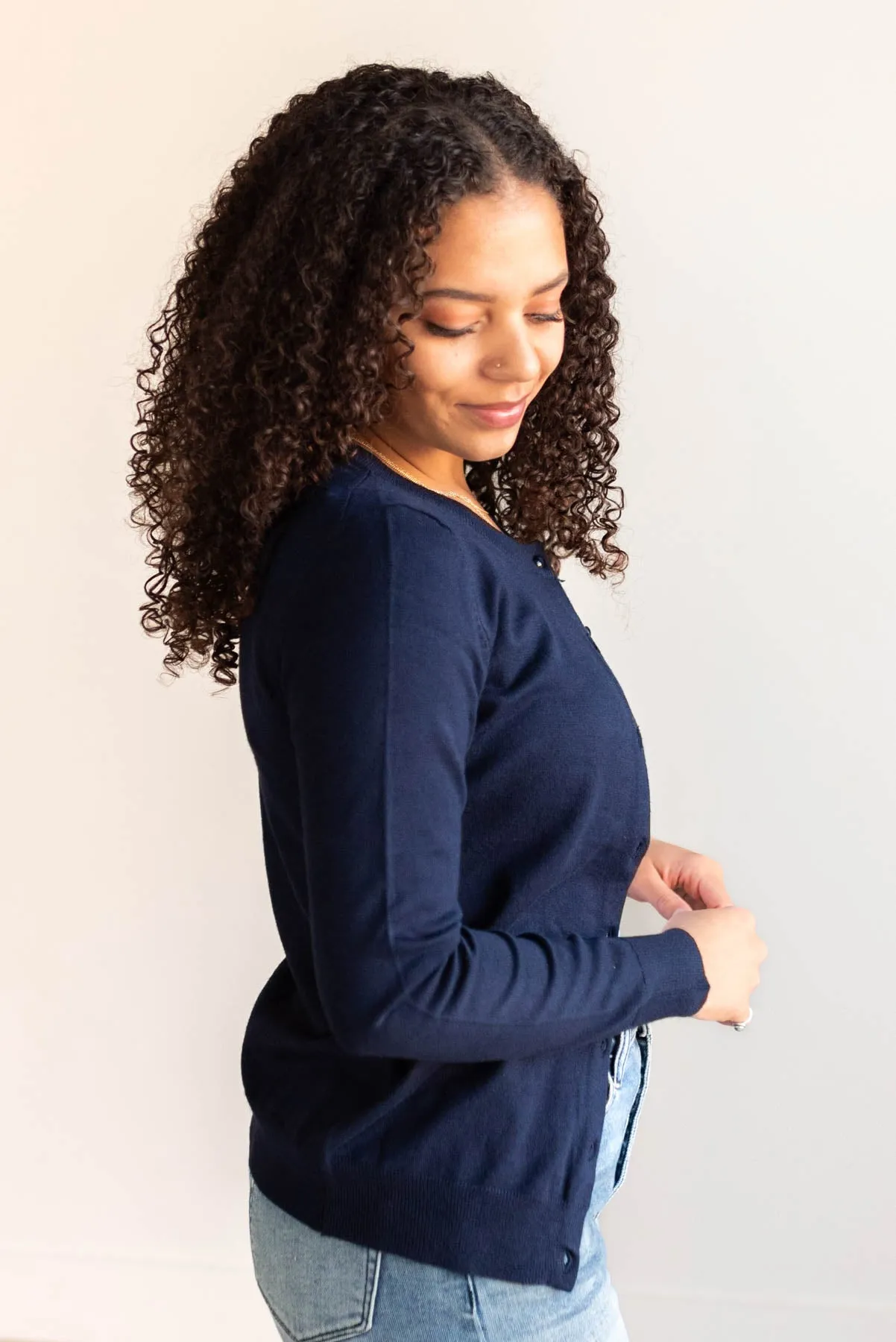 Deja Navy Button Down Cardigan