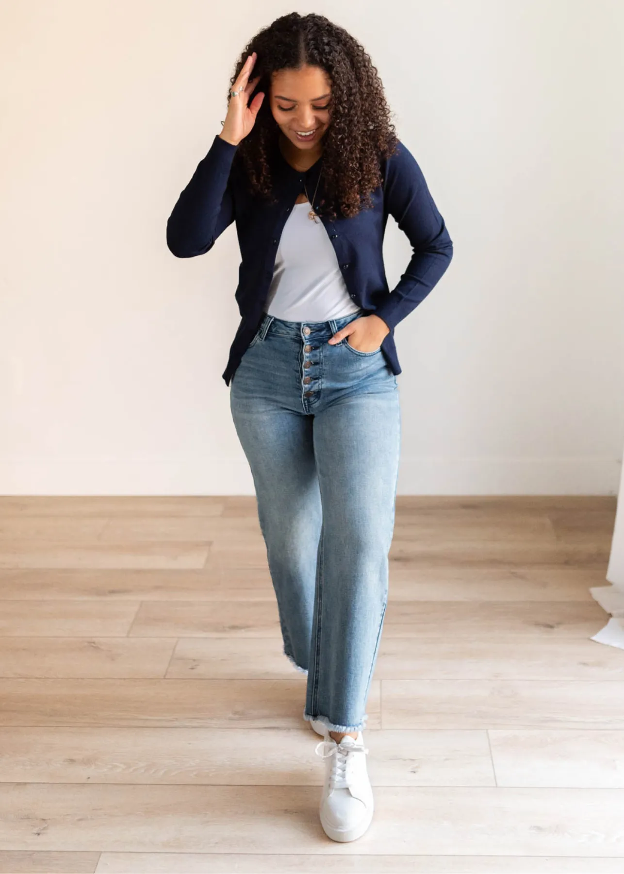 Deja Navy Button Down Cardigan
