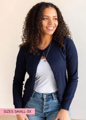 Deja Navy Button Down Cardigan