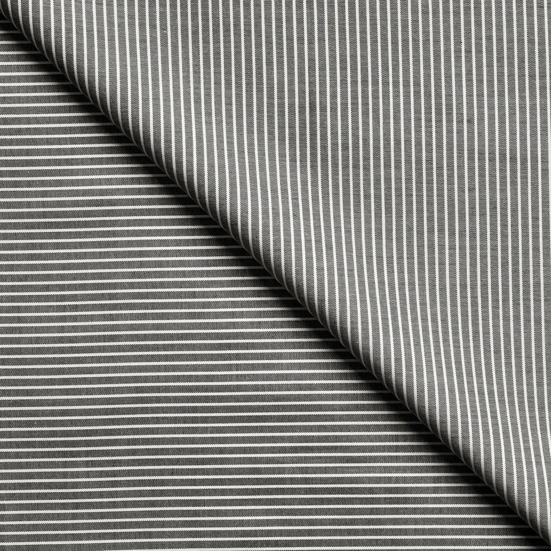 Elegant Dark Grey Small Stripe Shirting Fabric (Precut 3.25 Meter)