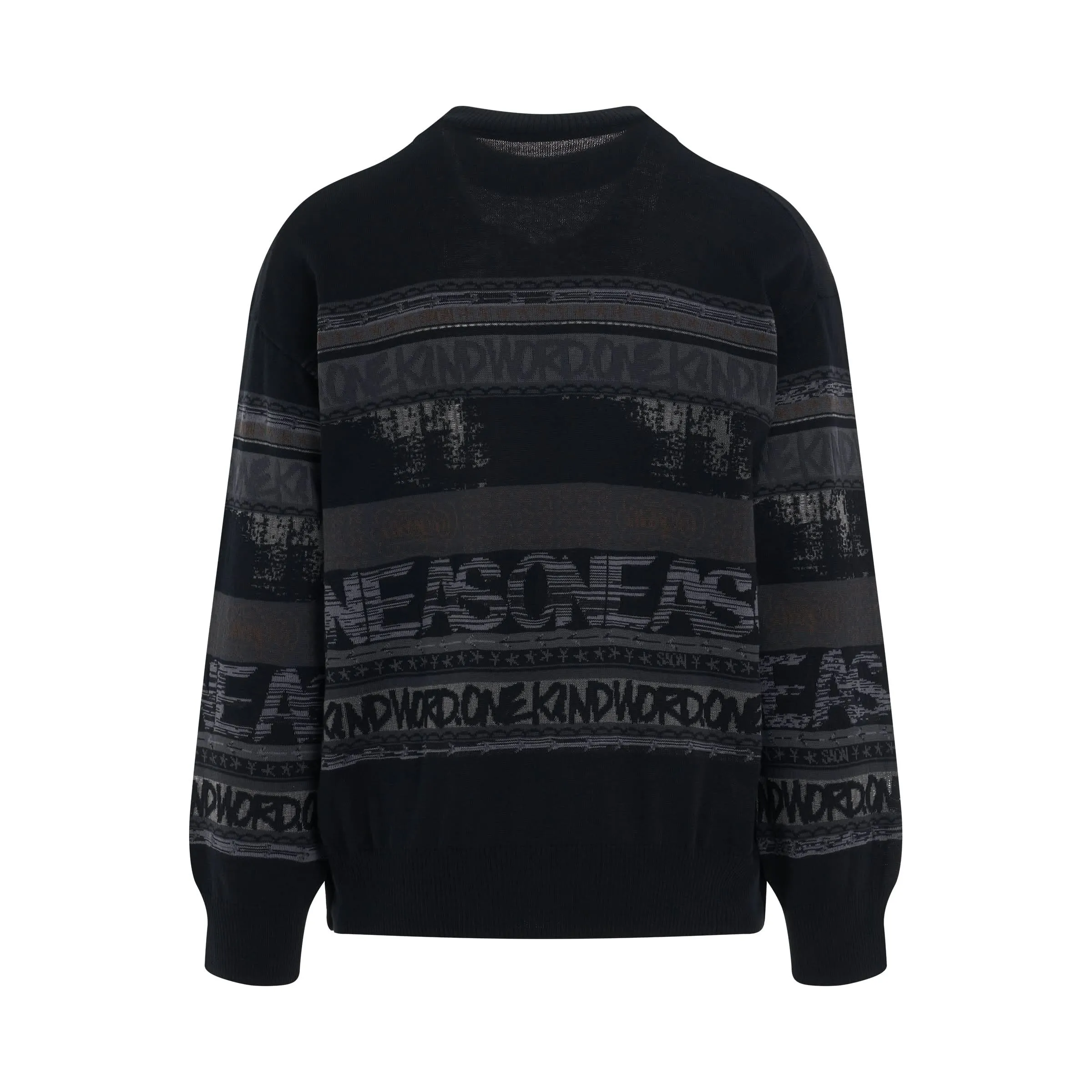 Eric Haze Jacquard Knit Pullover in Black