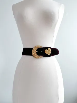 Fabulous Vintage Edouard Rambaud Maroon Velvet Sweetheart Belt / M