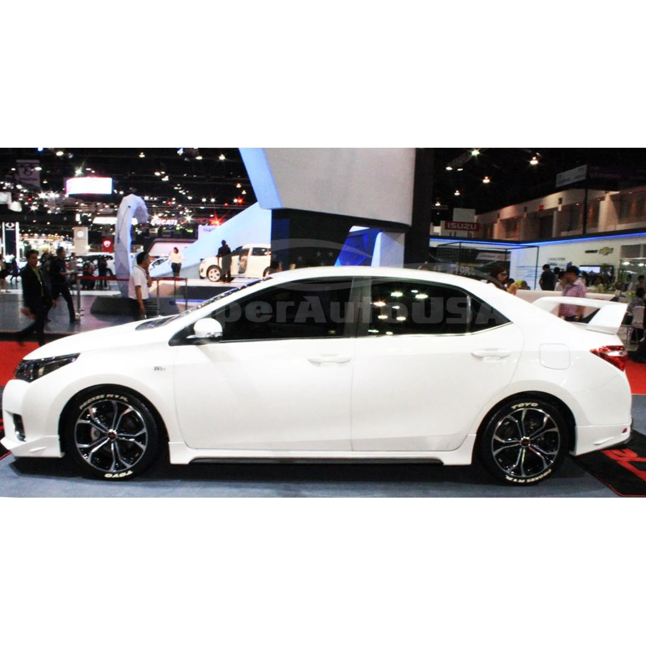 Fit 2014-2019 Toyota Corolla TRD PRO Style JDM Side Body Skirts (Glossy Black White)